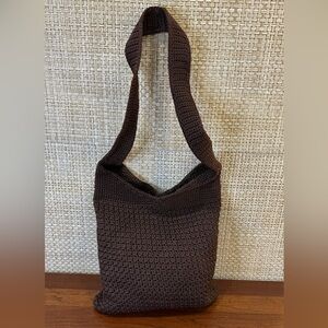VTG 2000s The Sak Chocolate Brown Boho Hand Made Crochet 120 Style Shoulder Bag